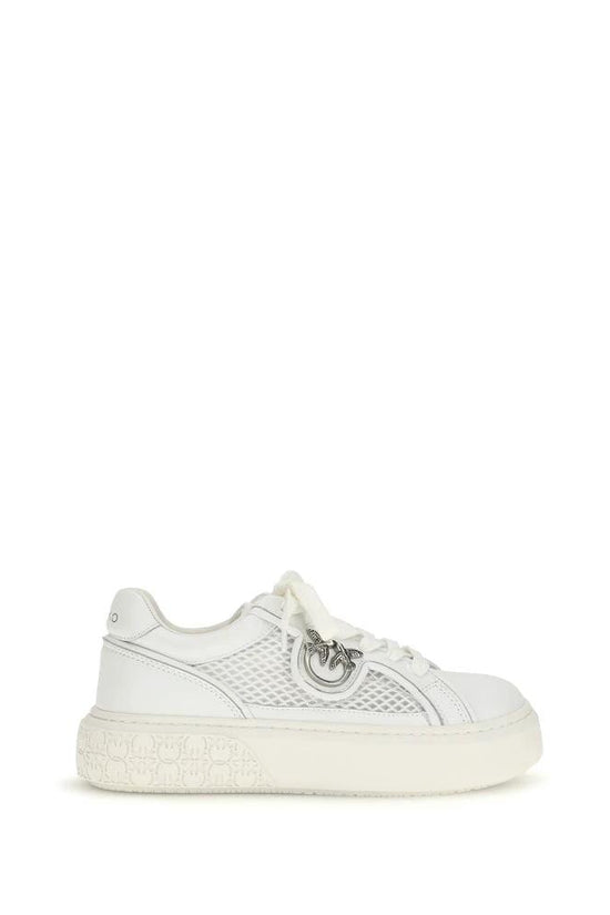 PINKO Weiße Bos Taurus Kalbsleder Plateau-Sneaker by PINKO
