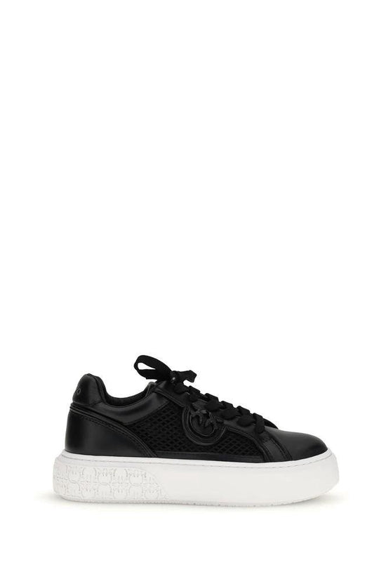 PINKO Schwarze Bos Taurus Kalbsleder Plateau-Sneaker by PINKO