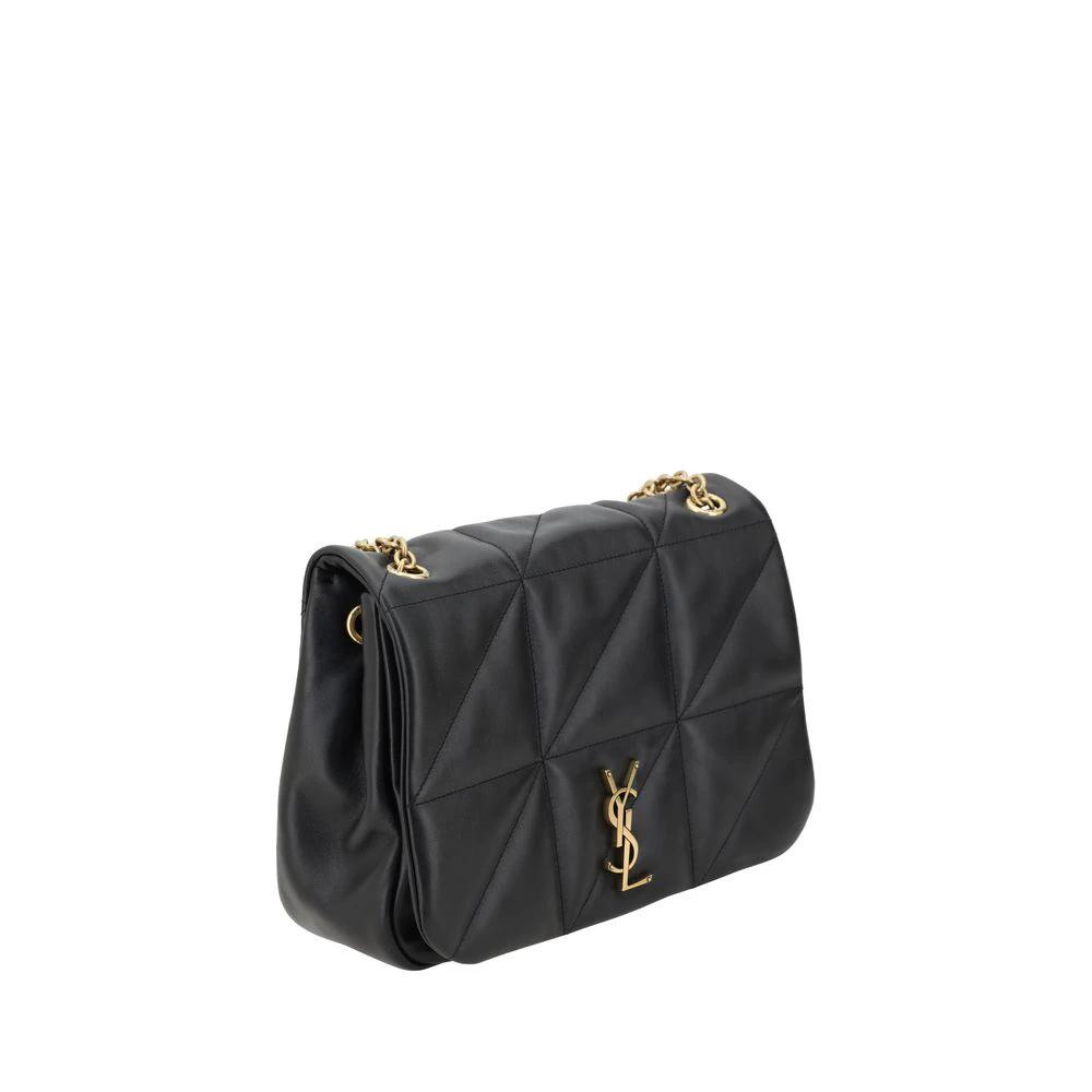 Saint Laurent Schwarze Bos Taurus Kalbsleder Schultertasche by Saint Laurent