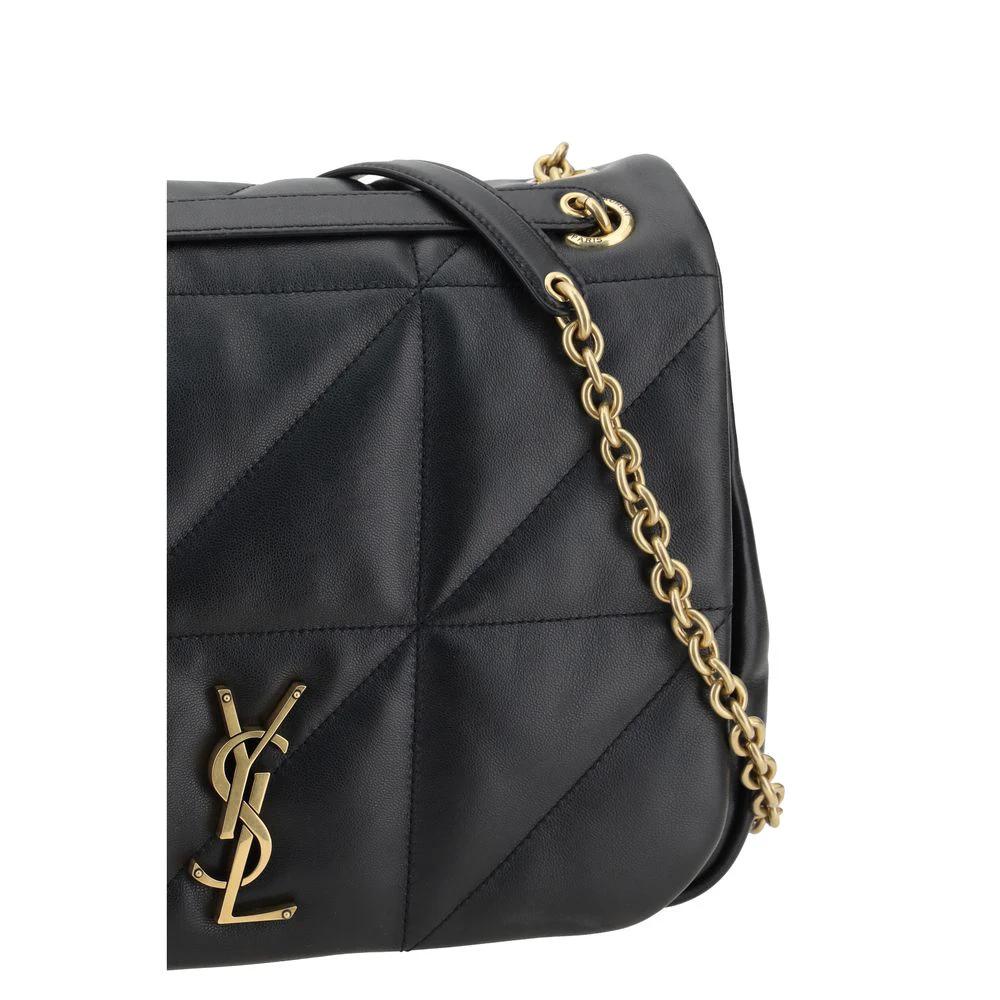 Saint Laurent Schwarze Bos Taurus Kalbsleder Schultertasche by Saint Laurent