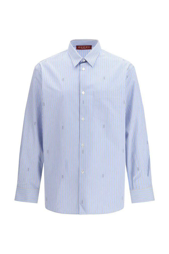 Gucci Blaues Baumwollhemd mit Muster by Gucci