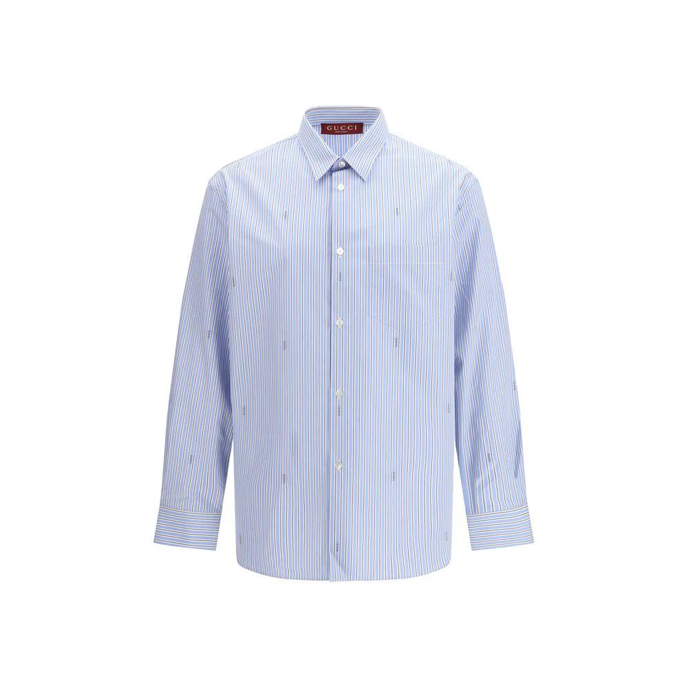 Gucci Blaues Baumwollhemd mit Muster by Gucci