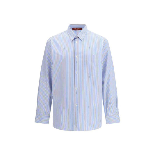Gucci Blaues Baumwollhemd mit Muster by Gucci
