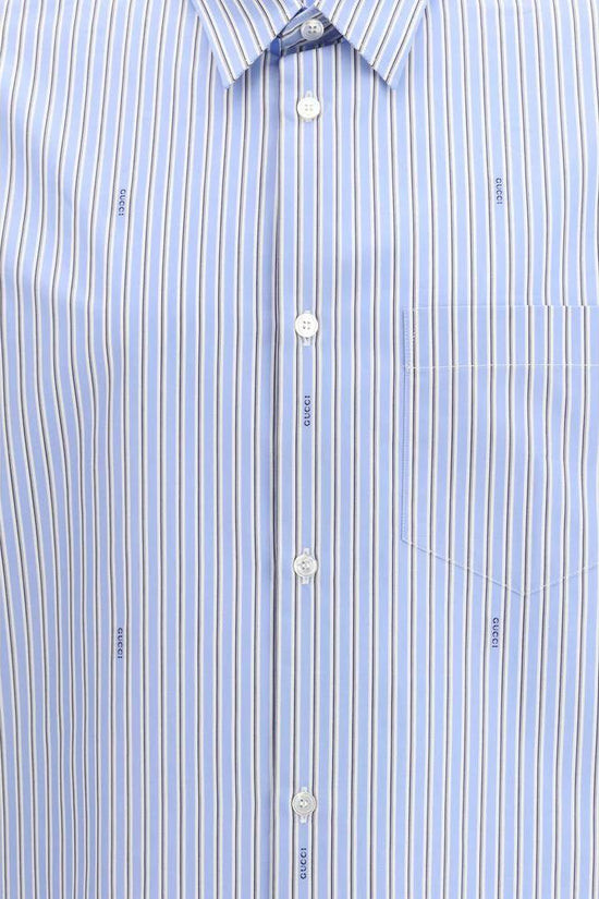 Gucci Blaues Baumwollhemd mit Muster by Gucci