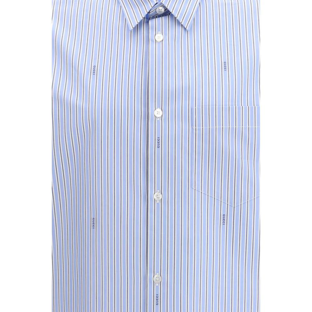 Gucci Blaues Baumwollhemd mit Muster by Gucci