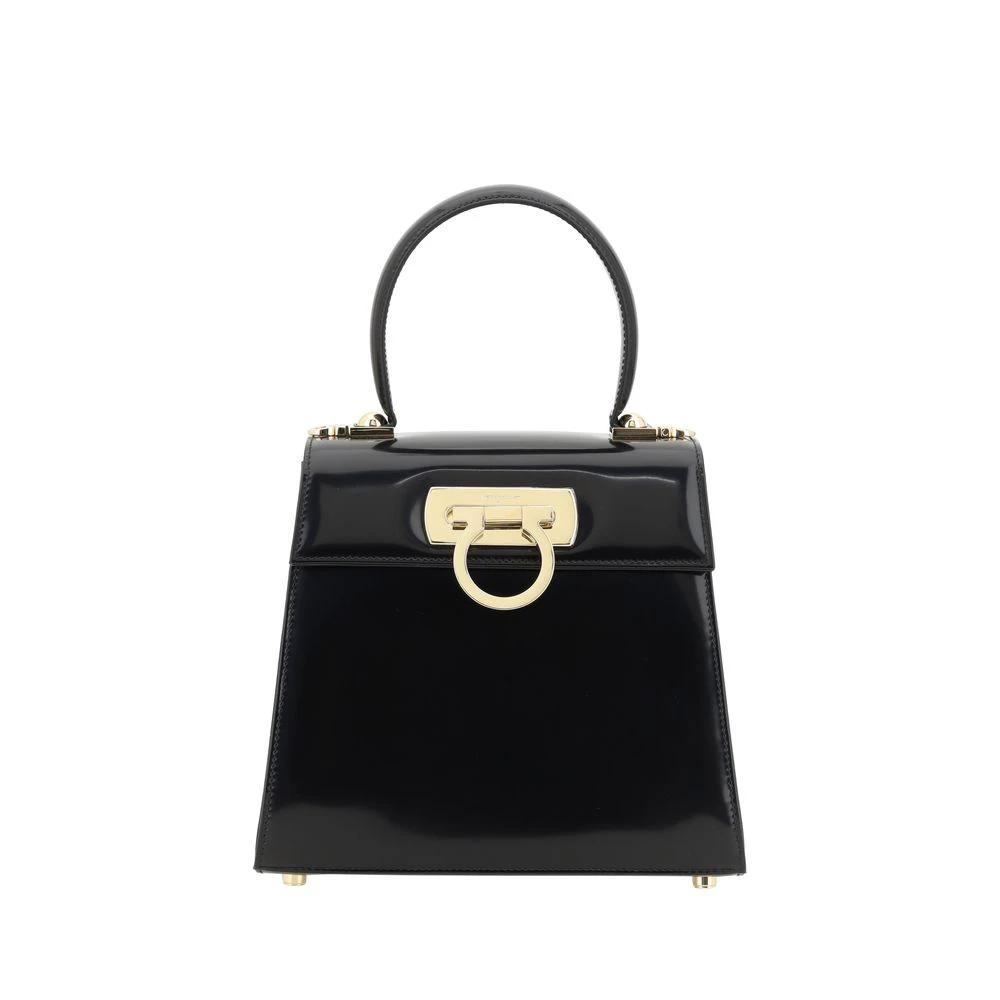 Ferragamo Schwarze Kalbsleder Bos Taurus Handtasche by Ferragamo
