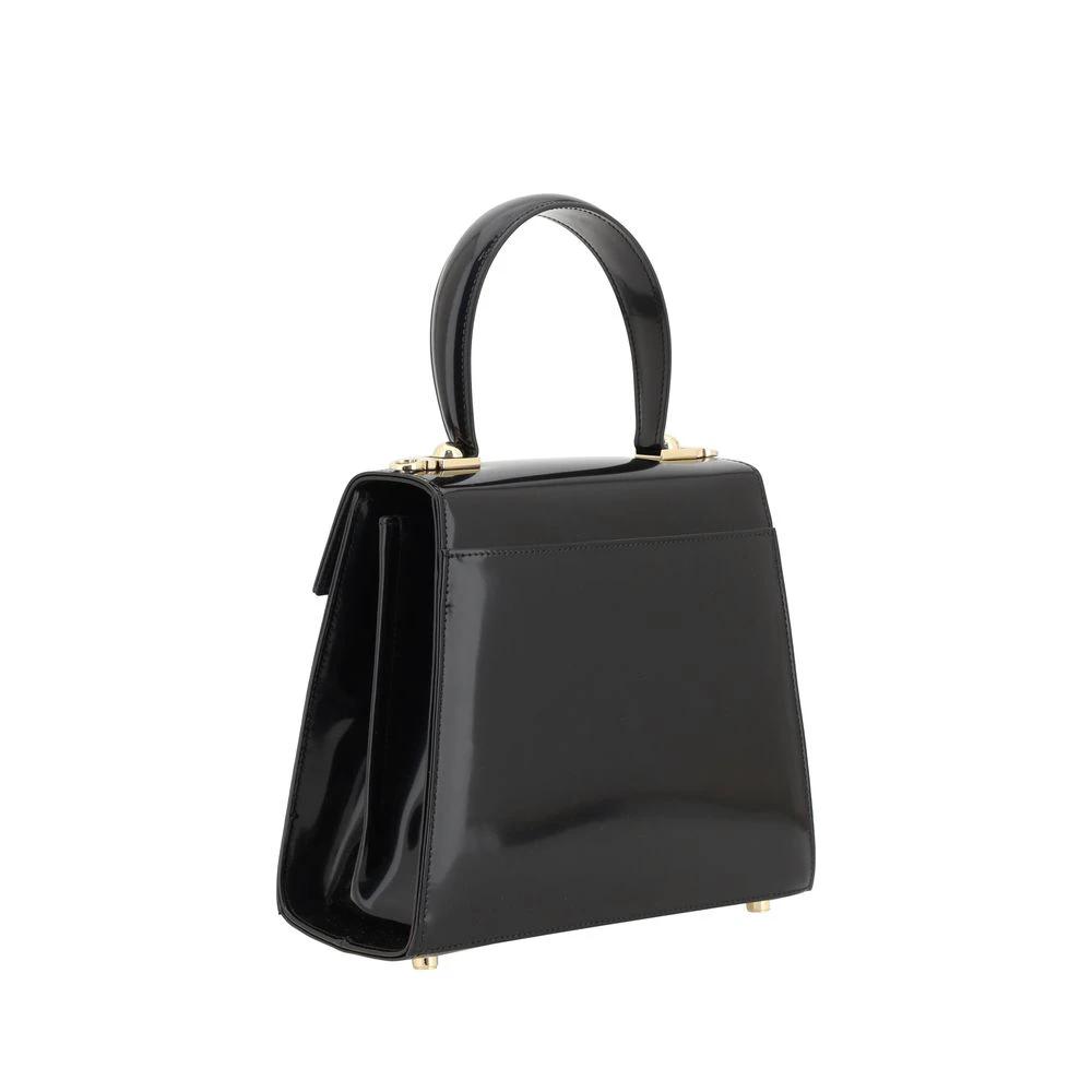 Ferragamo Schwarze Kalbsleder Bos Taurus Handtasche by Ferragamo
