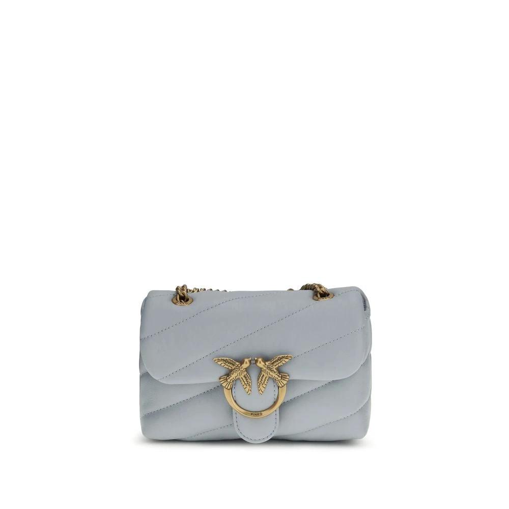 PINKO Schultertasche aus blauem Kalbsleder Bos Taurus by PINKO