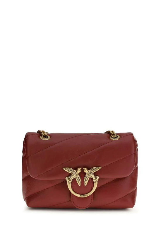 PINKO Schultertasche aus bordeauxrotem Kalbsleder Bos Taurus by PINKO