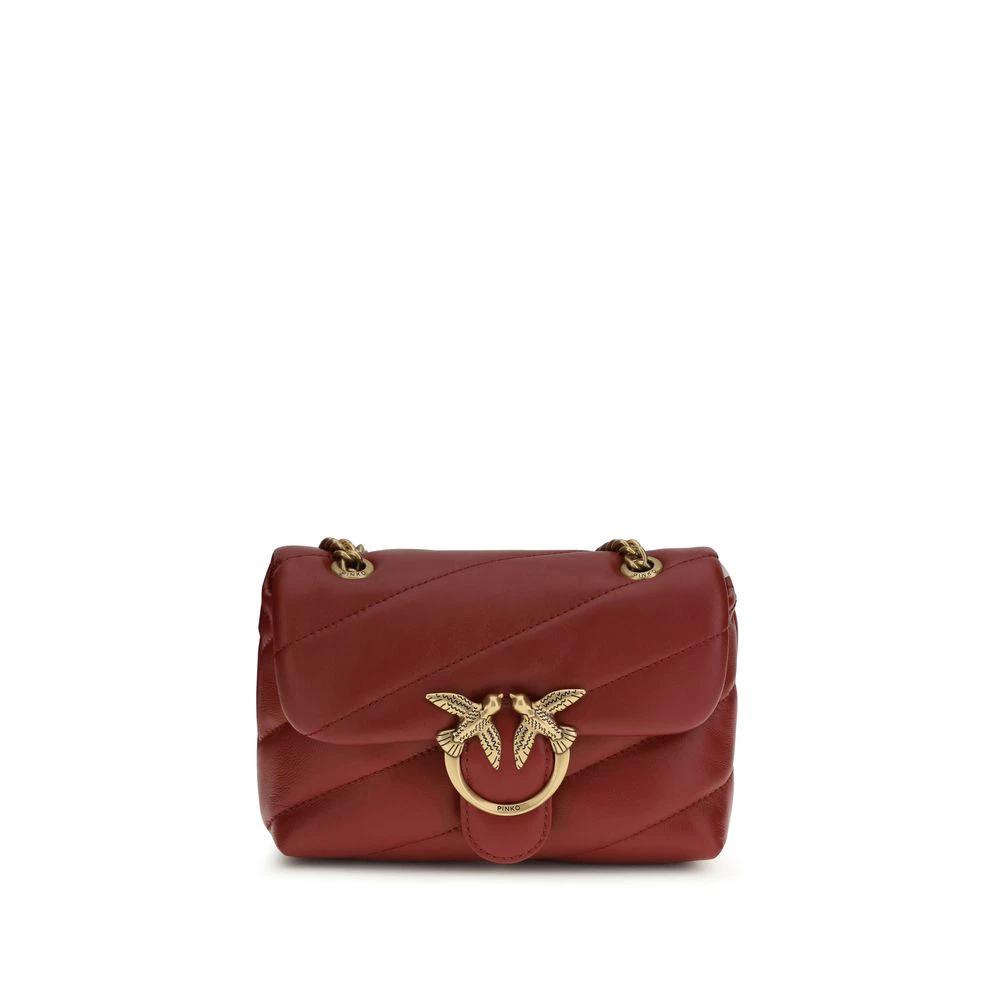 PINKO Schultertasche aus bordeauxrotem Kalbsleder Bos Taurus by PINKO