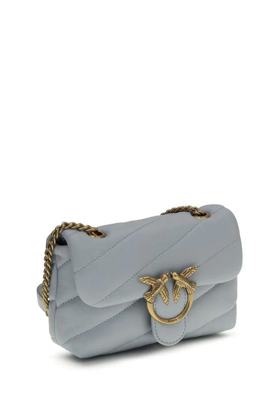 PINKO Schultertasche aus blauem Kalbsleder Bos Taurus by PINKO