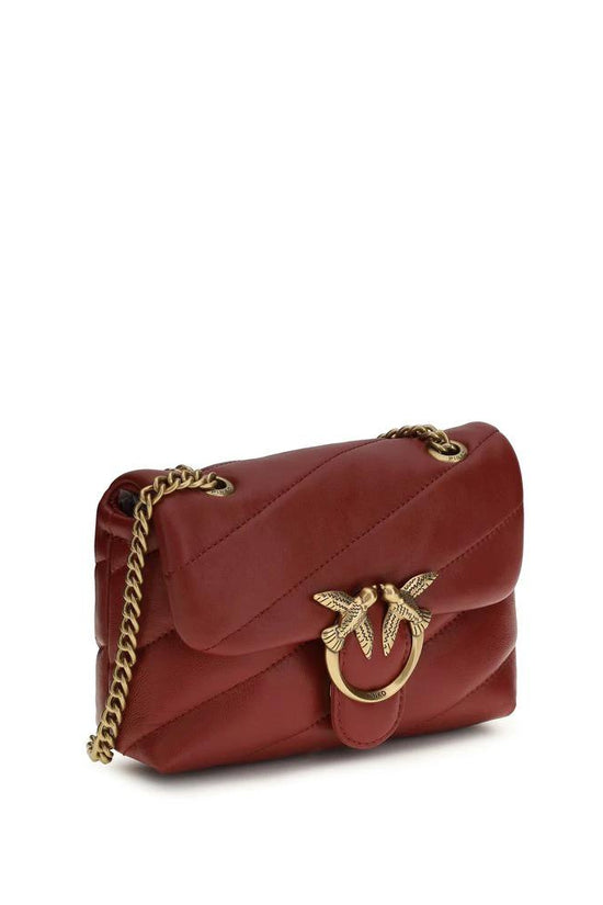 PINKO Schultertasche aus bordeauxrotem Kalbsleder Bos Taurus by PINKO