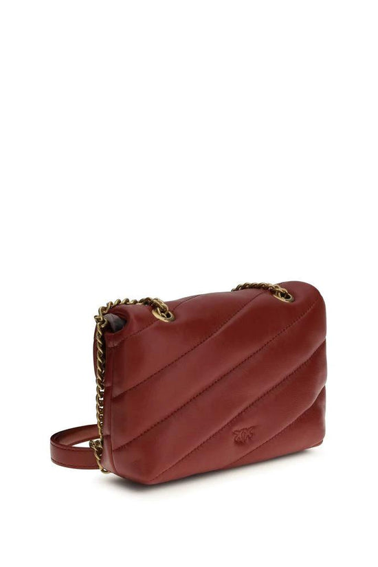 PINKO Schultertasche aus bordeauxrotem Kalbsleder Bos Taurus by PINKO