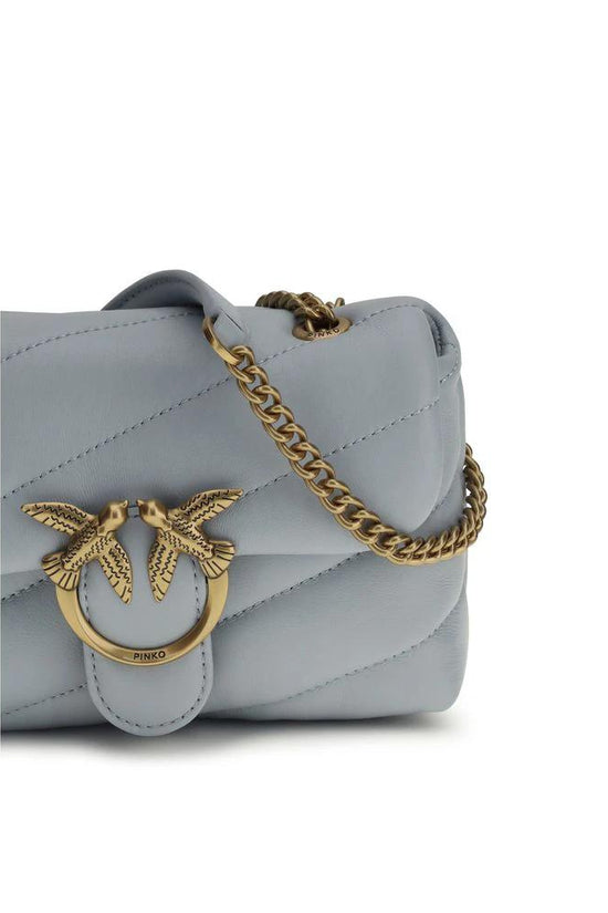 PINKO Schultertasche aus blauem Kalbsleder Bos Taurus by PINKO