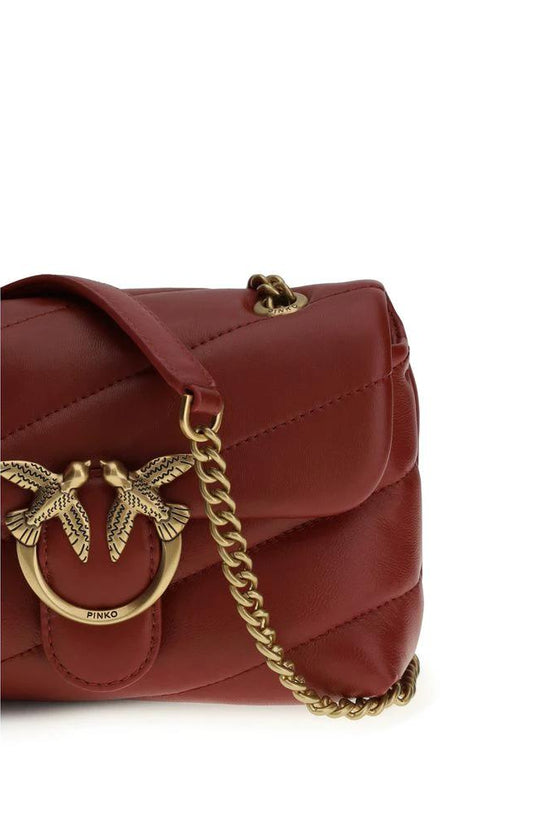 PINKO Schultertasche aus bordeauxrotem Kalbsleder Bos Taurus by PINKO