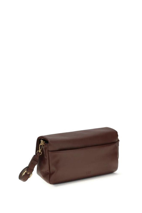 PINKO Braune Kalbsleder Bos Taurus Umhängetasche by PINKO