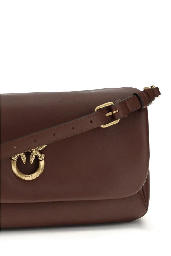 PINKO Braune Kalbsleder Bos Taurus Umhängetasche by PINKO