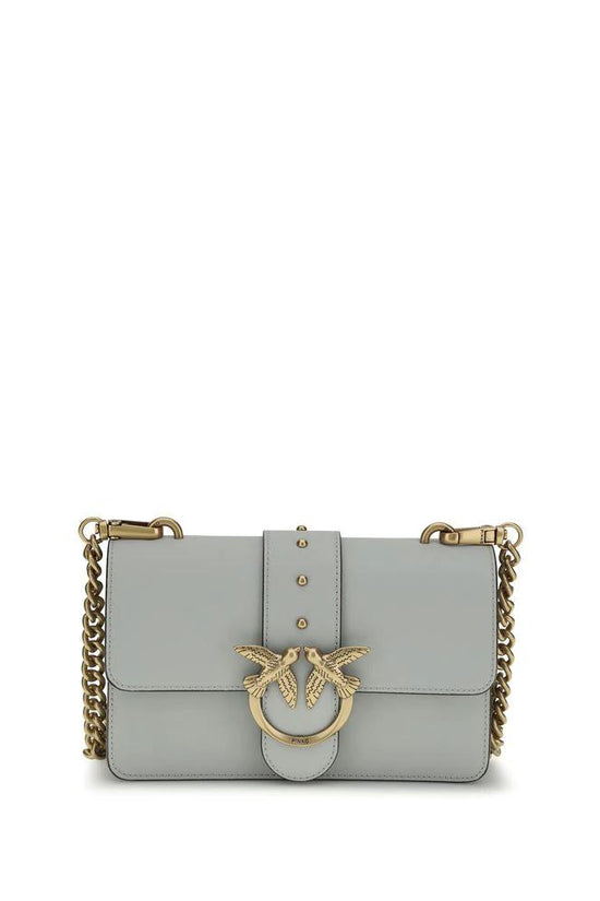 PINKO Graue Bos Taurus Kalbsleder Schultertasche by PINKO