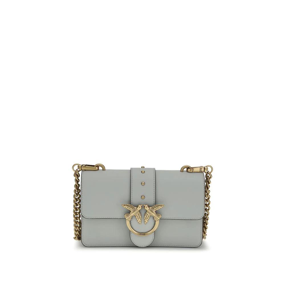 PINKO Graue Bos Taurus Kalbsleder Schultertasche by PINKO
