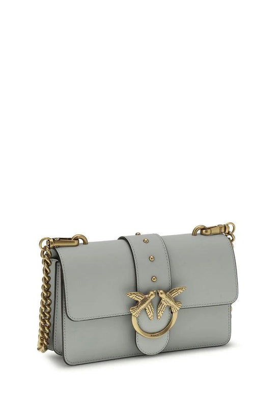 PINKO Graue Bos Taurus Kalbsleder Schultertasche by PINKO
