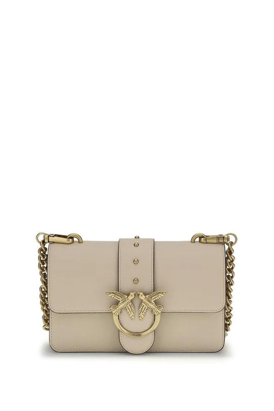 PINKO Beige Calf Leather Bos Taurus Shoulder Bag by PINKO