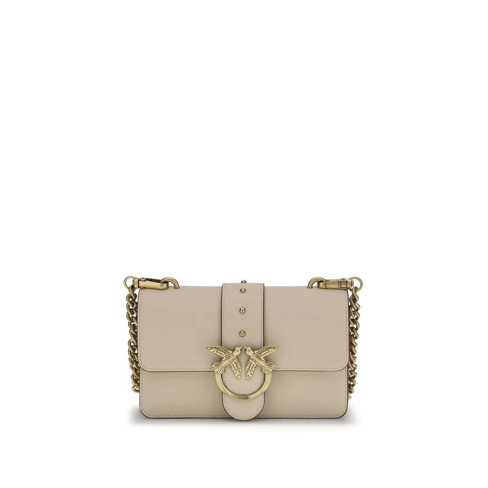 PINKO Beige Calf Leather Bos Taurus Shoulder Bag by PINKO