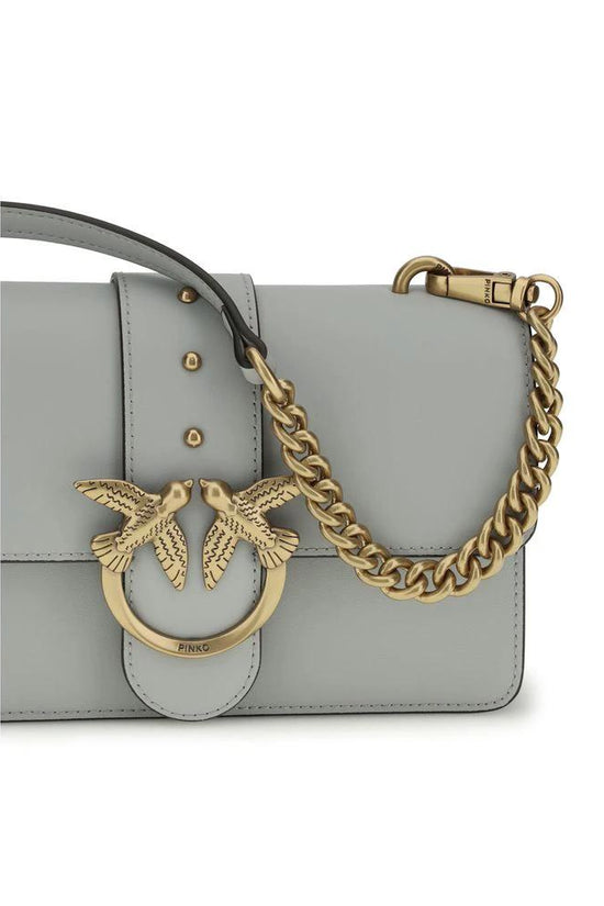 PINKO Graue Bos Taurus Kalbsleder Schultertasche by PINKO
