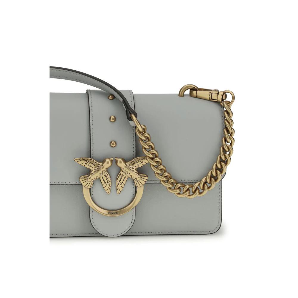 PINKO Graue Bos Taurus Kalbsleder Schultertasche by PINKO