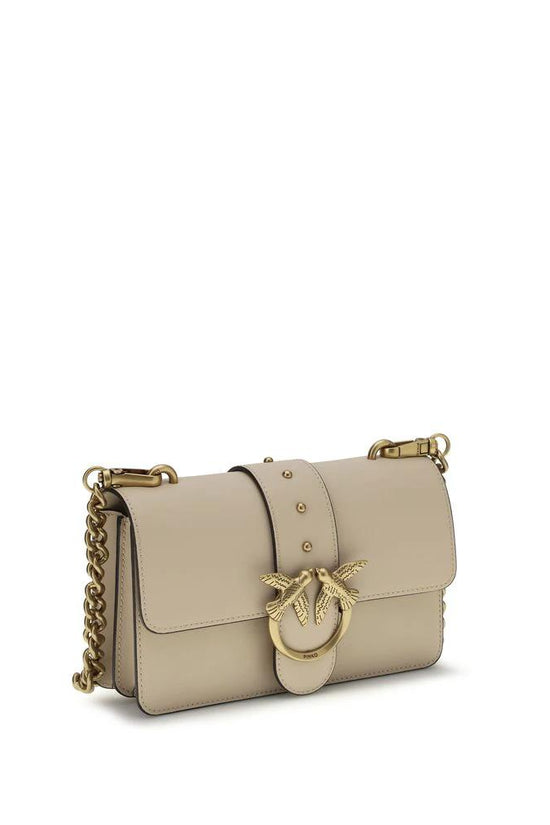 PINKO Beige Calf Leather Bos Taurus Shoulder Bag by PINKO