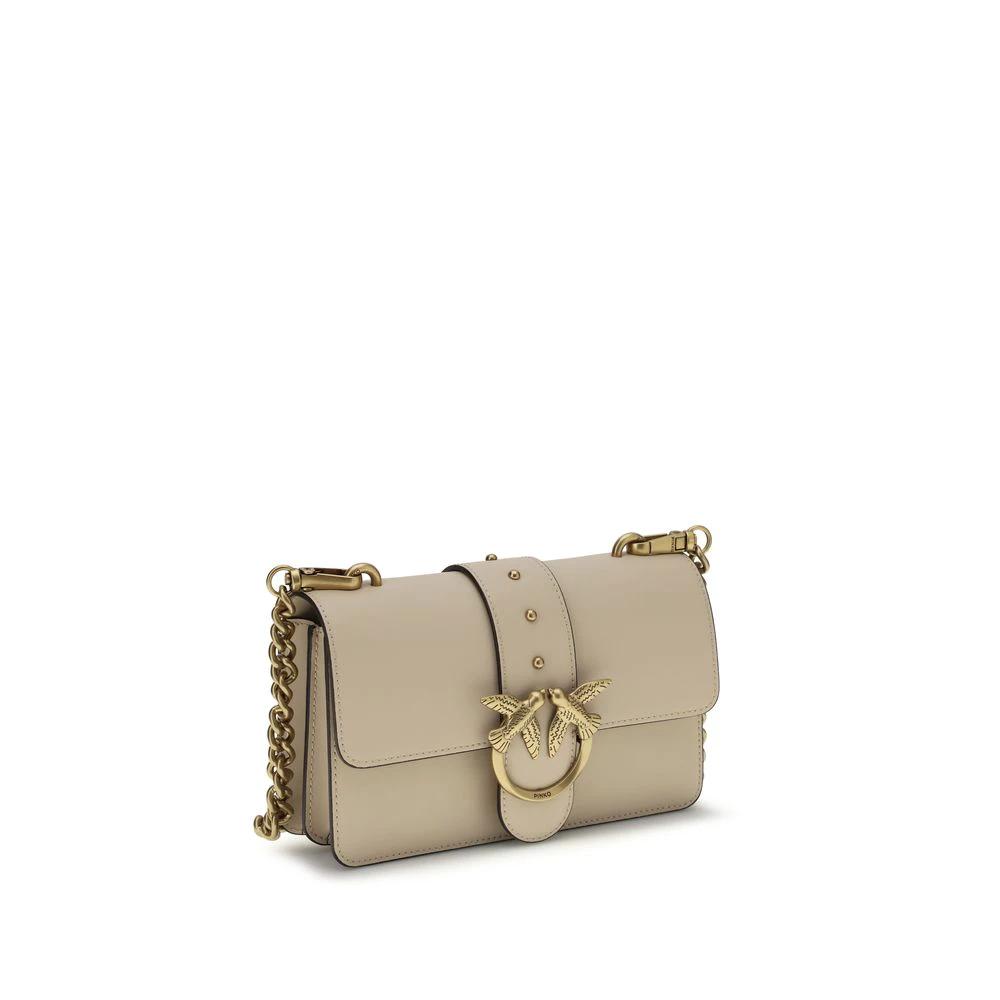 PINKO Beige Calf Leather Bos Taurus Shoulder Bag by PINKO
