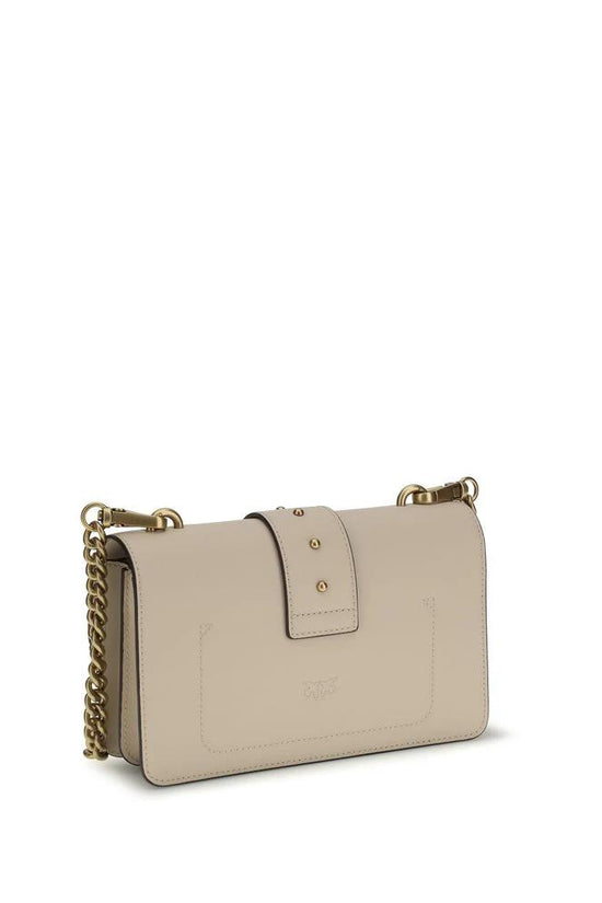 PINKO Beige Calf Leather Bos Taurus Shoulder Bag by PINKO