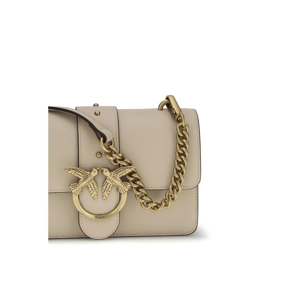 PINKO Beige Calf Leather Bos Taurus Shoulder Bag by PINKO