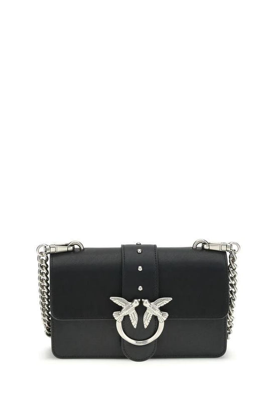 PINKO Schwarze Bos Taurus Kalbsleder Schultertasche by PINKO