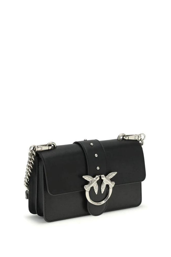 PINKO Schwarze Bos Taurus Kalbsleder Schultertasche by PINKO