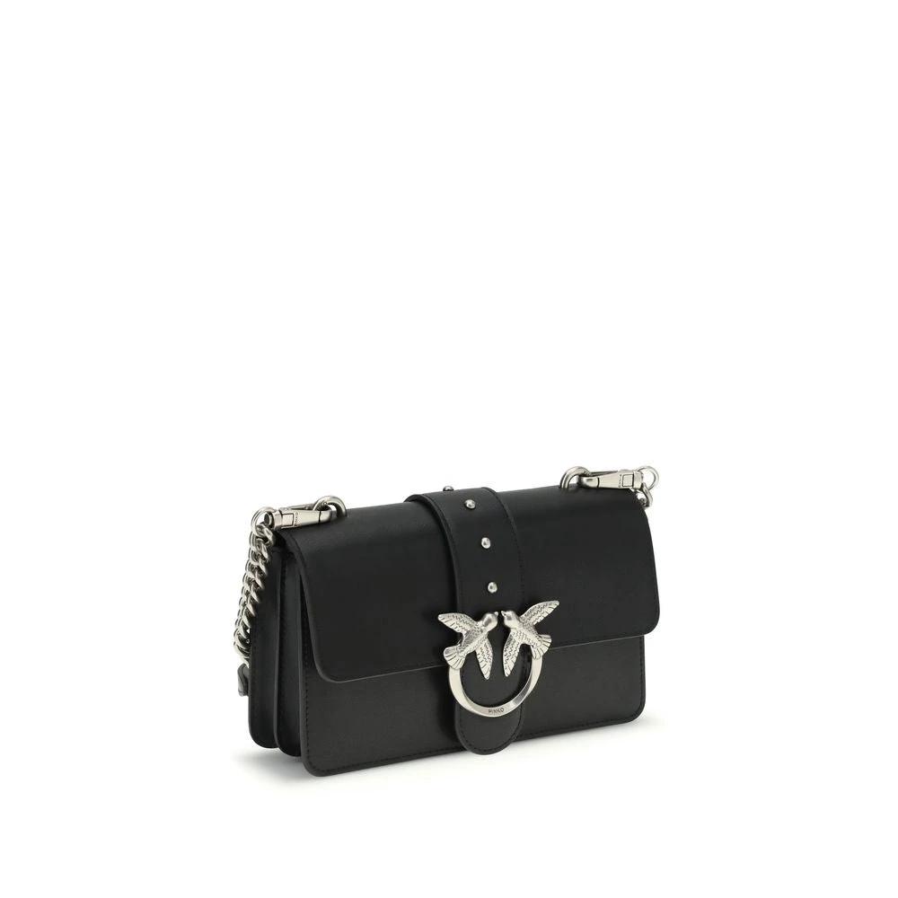 PINKO Schwarze Bos Taurus Kalbsleder Schultertasche by PINKO