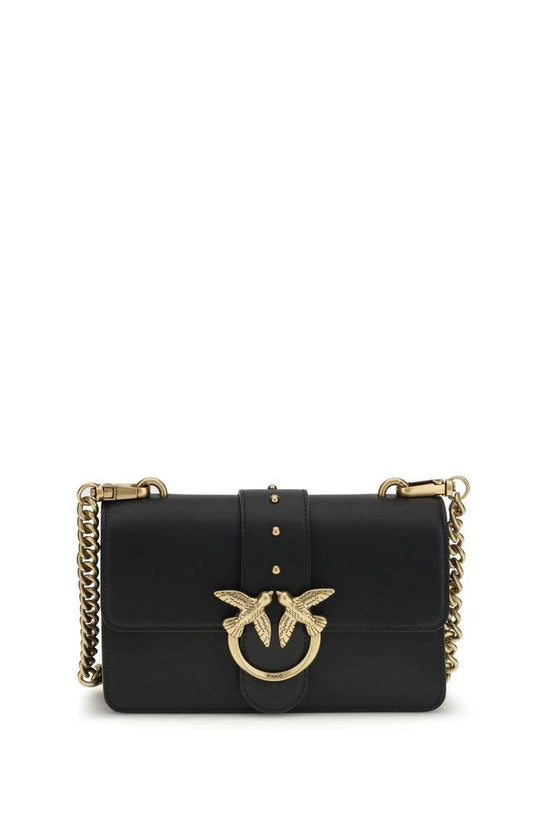 PINKO Schwarze Bos Taurus Kalbsleder Schultertasche by PINKO
