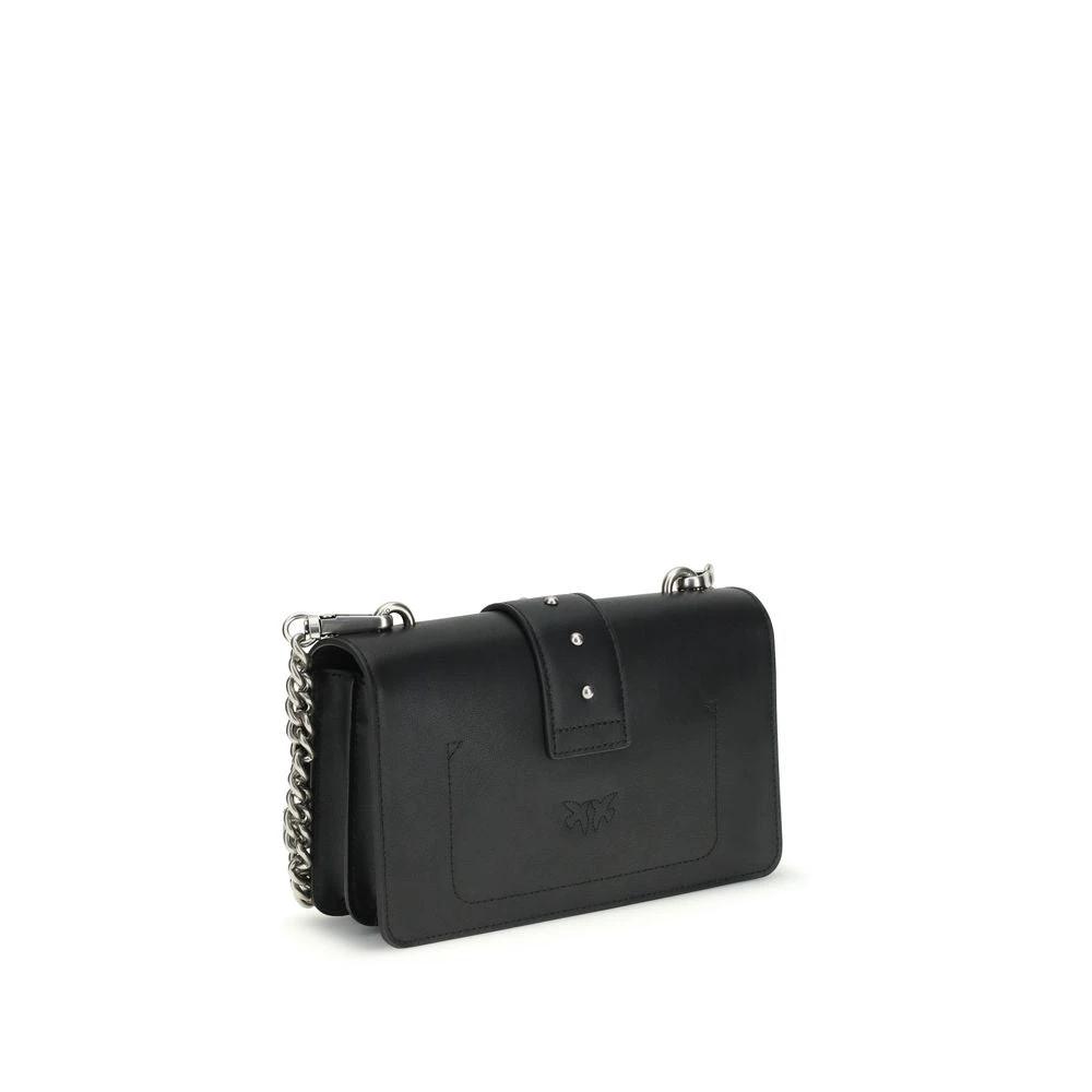 PINKO Schwarze Bos Taurus Kalbsleder Schultertasche by PINKO
