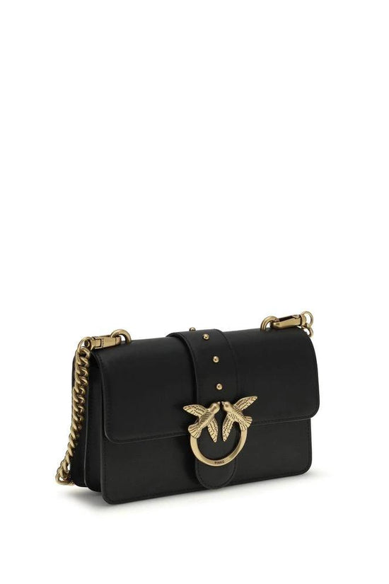 PINKO Schwarze Bos Taurus Kalbsleder Schultertasche by PINKO