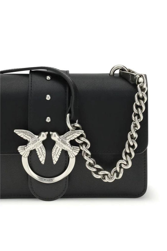 PINKO Schwarze Bos Taurus Kalbsleder Schultertasche by PINKO