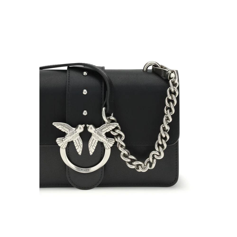 PINKO Schwarze Bos Taurus Kalbsleder Schultertasche by PINKO