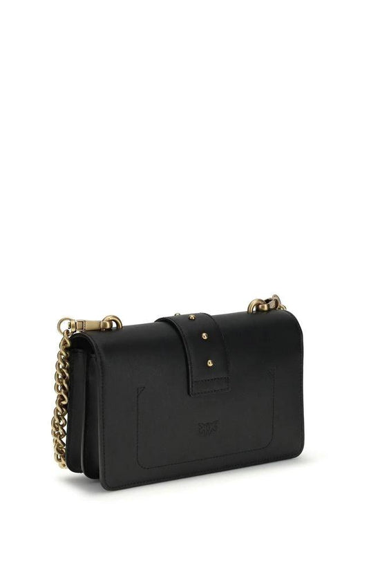 PINKO Schwarze Bos Taurus Kalbsleder Schultertasche by PINKO