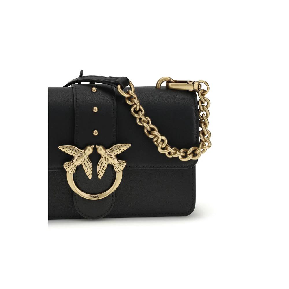 PINKO Schwarze Bos Taurus Kalbsleder Schultertasche by PINKO