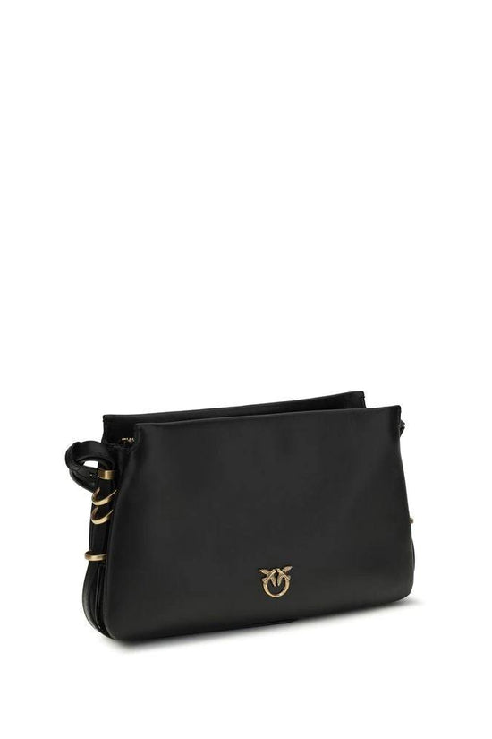 PINKO Schwarze Bos Taurus Kalbsleder Schultertasche by PINKO