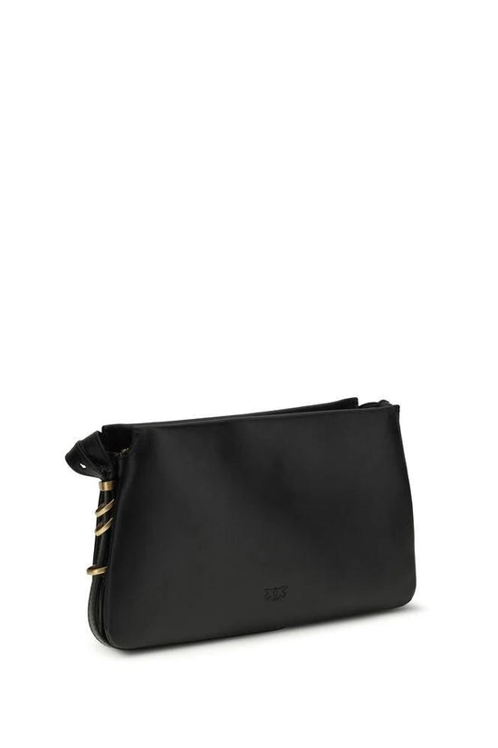 PINKO Schwarze Bos Taurus Kalbsleder Schultertasche by PINKO