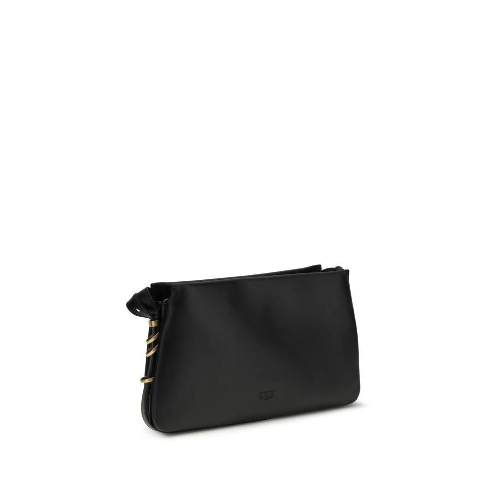 PINKO Schwarze Bos Taurus Kalbsleder Schultertasche by PINKO