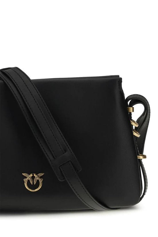 PINKO Schwarze Bos Taurus Kalbsleder Schultertasche by PINKO