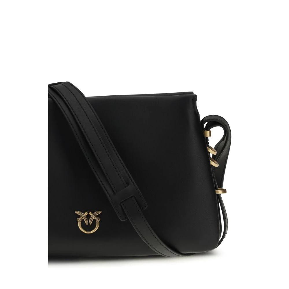PINKO Schwarze Bos Taurus Kalbsleder Schultertasche by PINKO