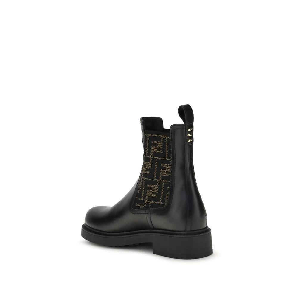 Fendi Schwarze Ankle Boots aus Kalbsleder Bos Taurus by Fendi