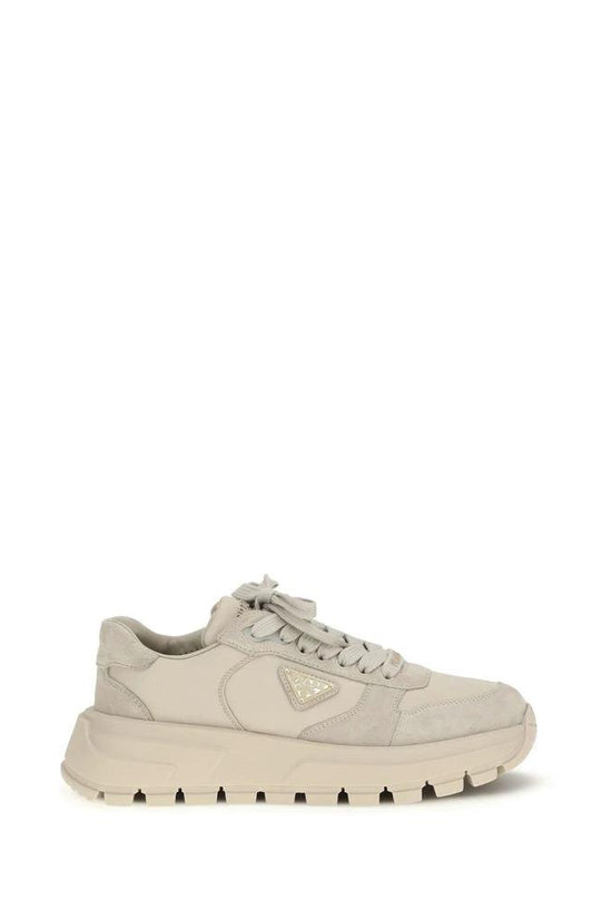 Prada Beige Recycled Polyamide Athletic Sneakers by Prada