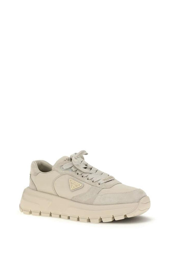 Prada Beige Recycled Polyamide Athletic Sneakers by Prada